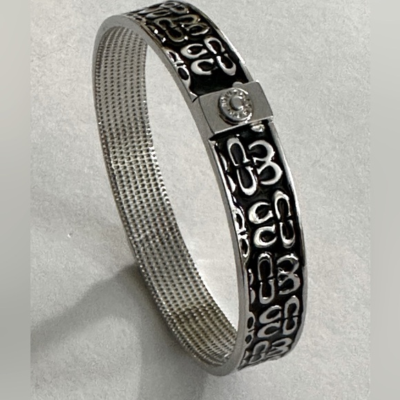 COACH || Chrome & Black Monogram Bangle Bracelet - Picture 9 of 11